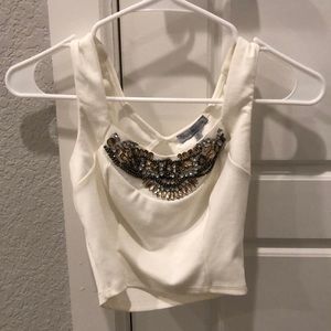 Charlotte Russe XS White Embellished Crop Top
